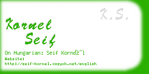 kornel seif business card